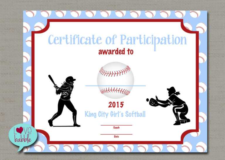 Free Printable Baseball Award Certificates Templates for Softball