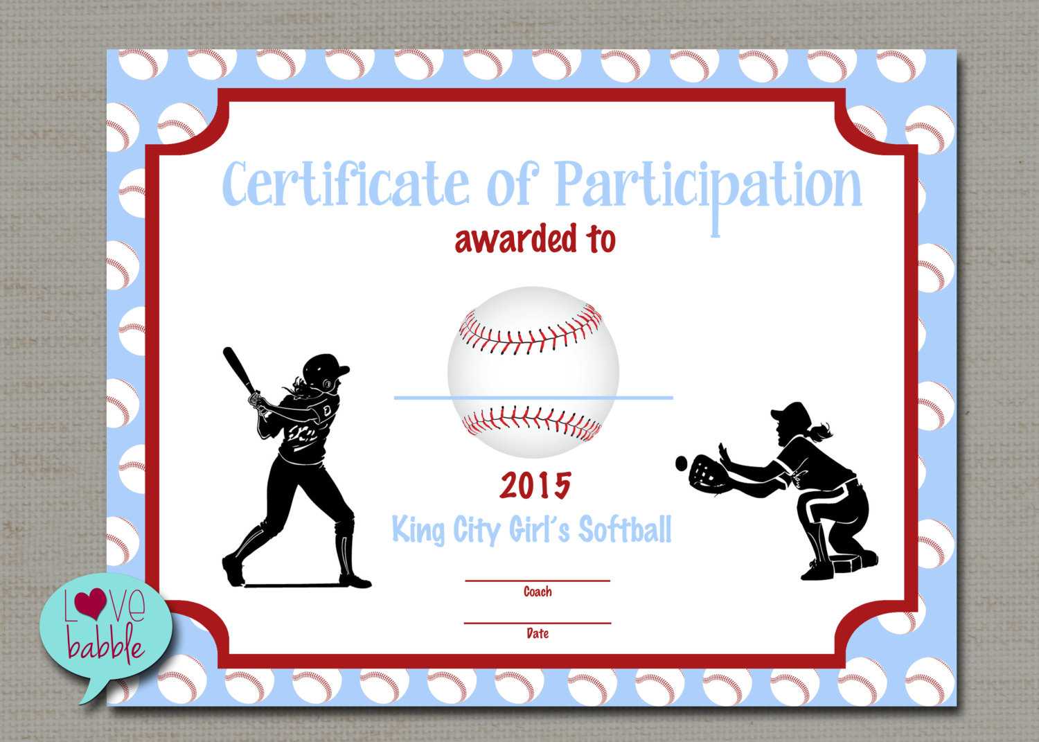 Free Printable Baseball Award Certificates Templates For Softball Certificate Templates