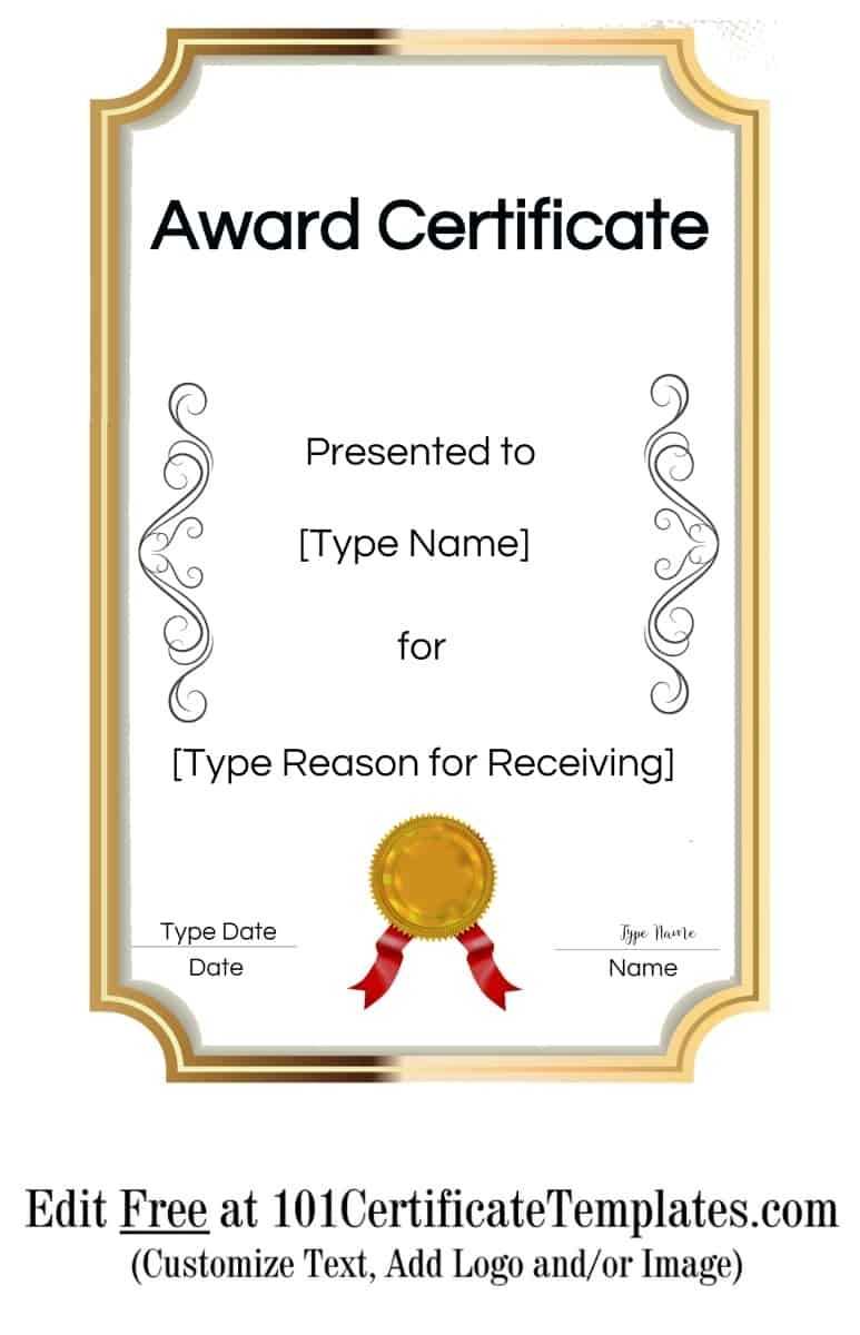 Free Printable Certificate Templates | Customize Online With Throughout Printable Certificate Of Recognition Templates Free