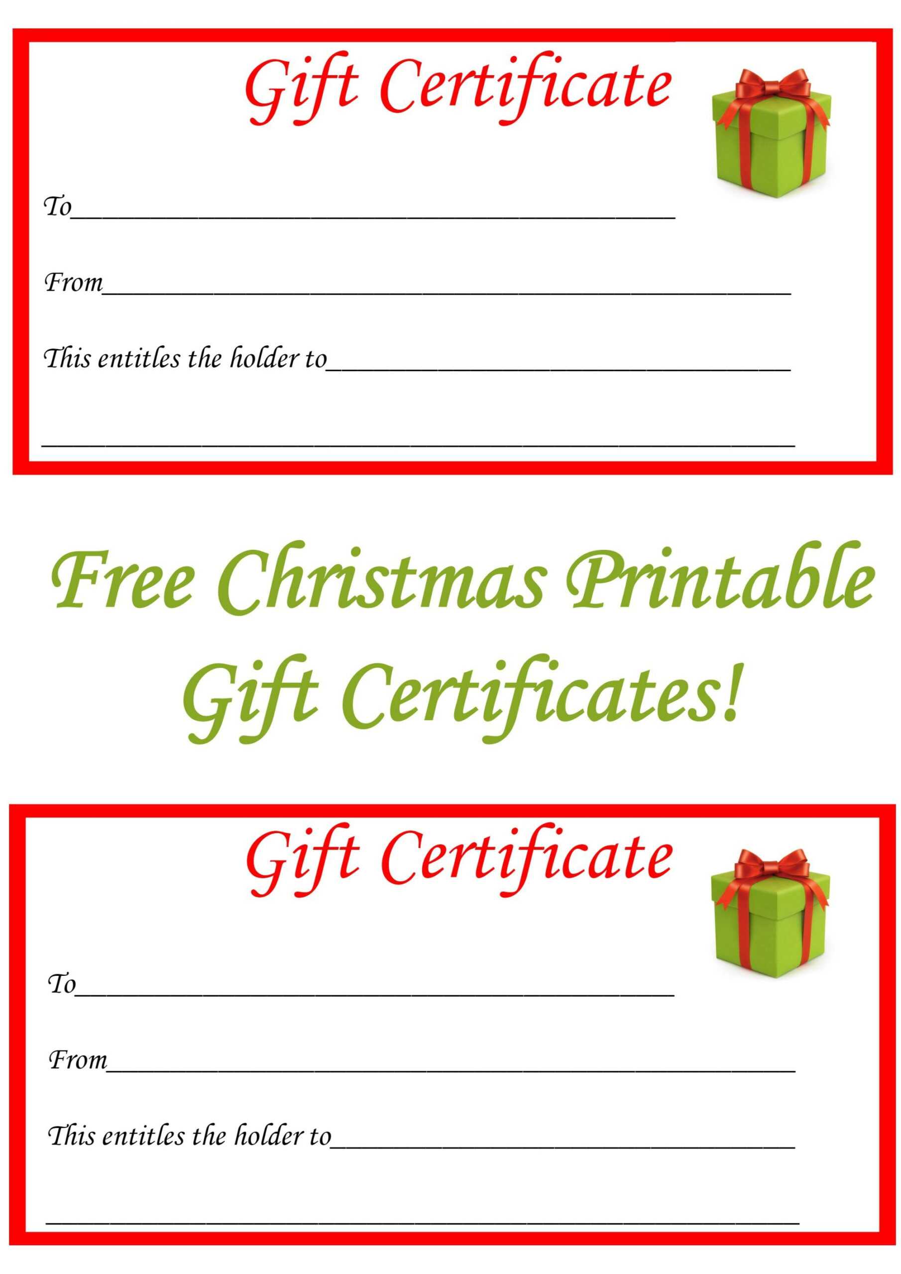 Free Printable Christmas Gift Certificate Template Intended For Printable Gift Certificates Templates Free