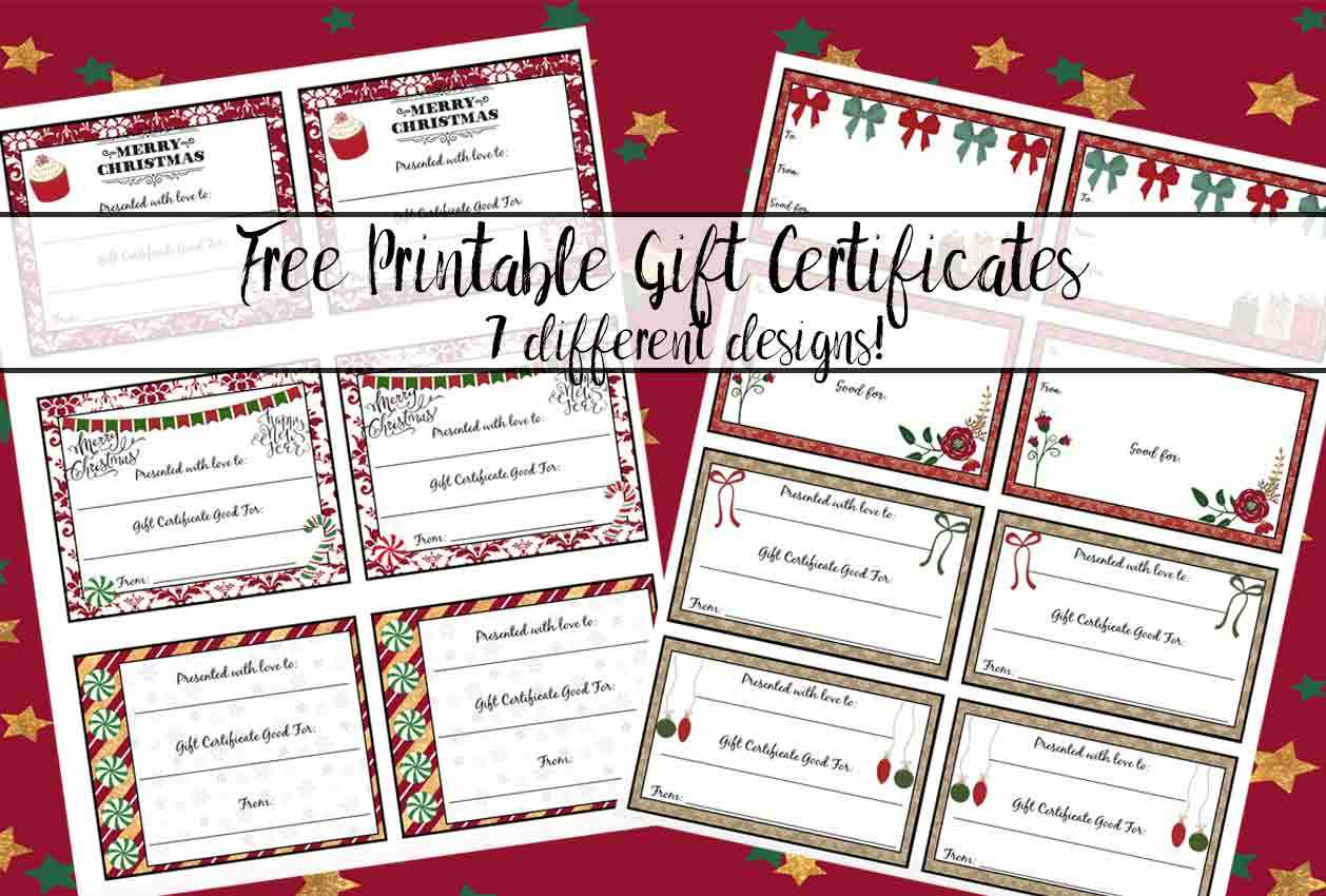 Free Printable Christmas Gift Certificates: 7 Designs, Pick With Free Christmas Gift Certificate Templates