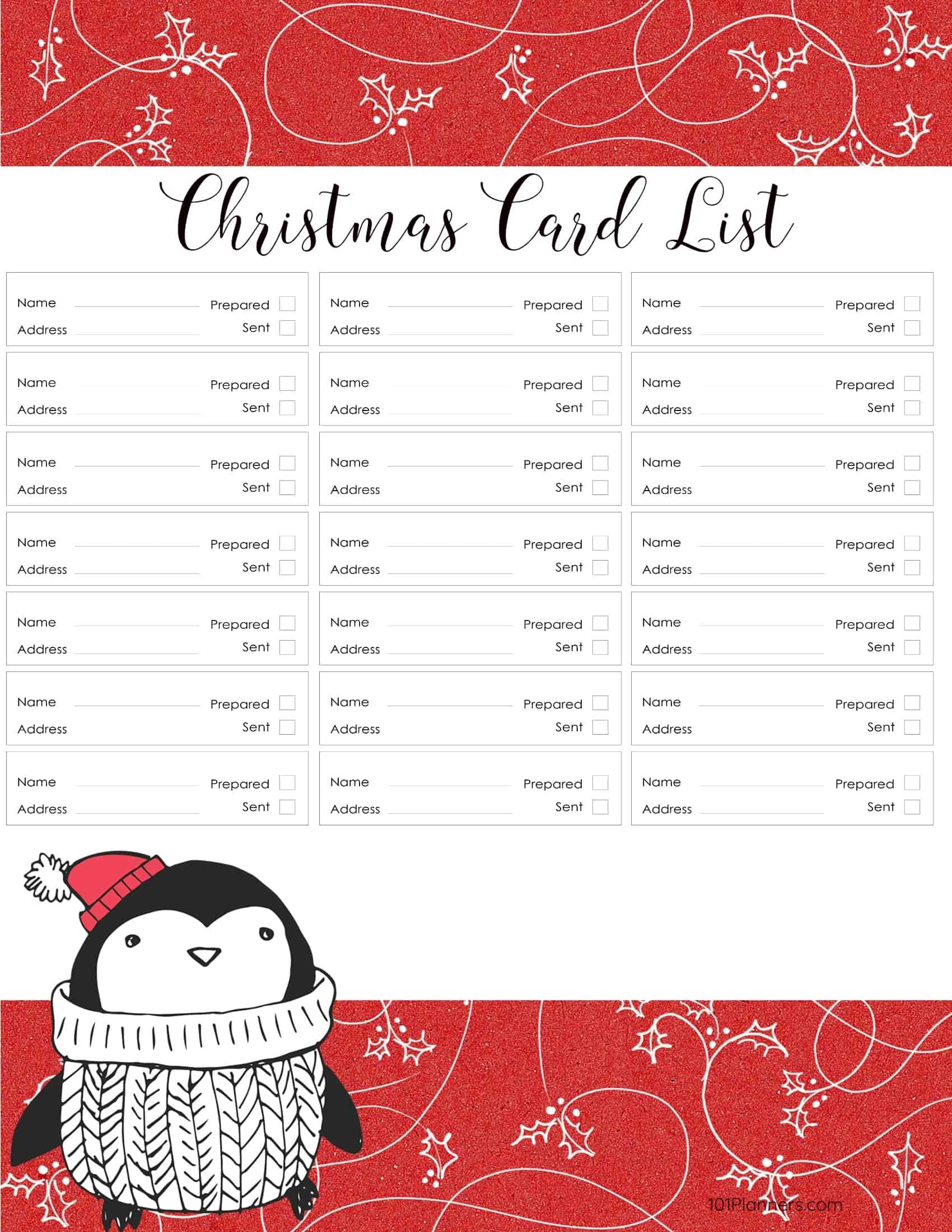 Free Printable Christmas Gift List Template With Regard To Christmas Card List Template