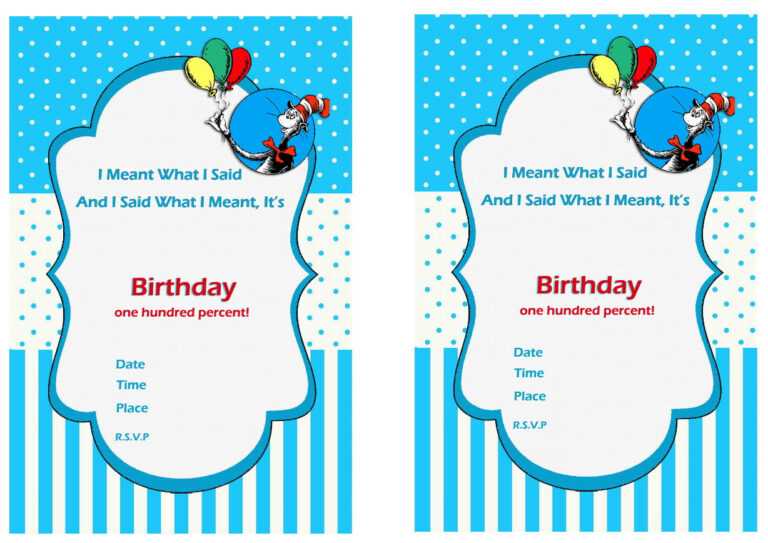 Free Printable Dr Seuss First Birthday Invitations – Bagvania ...