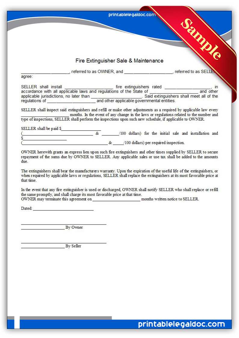 Free Printable Fire Extinguisher Sale & Maintenance Intended For Fire Extinguisher Certificate Template