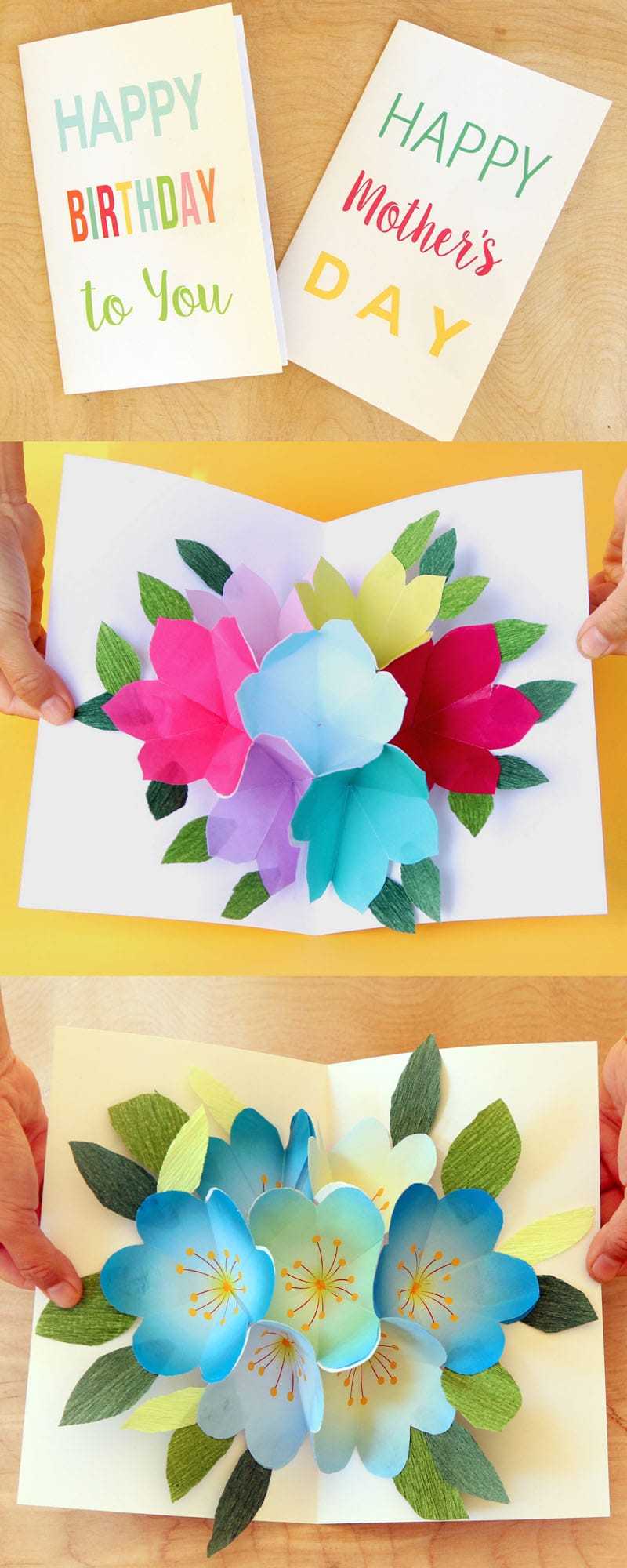 Free Printable Happy Birthday Card With Pop Up Bouquet – A For Mom Birthday Card Template