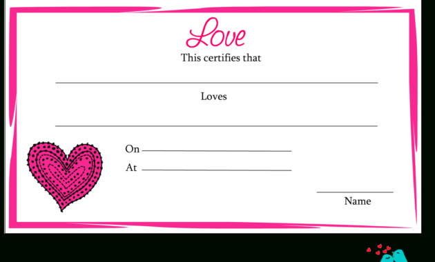 Free Printable Love Certificates inside Love Certificate Templates