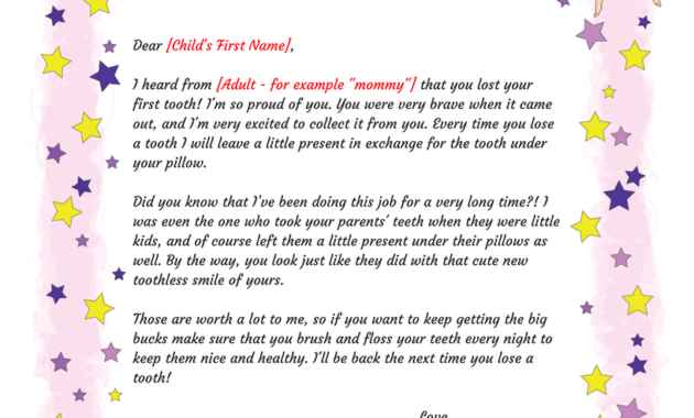 Free Printable Tooth Fairy Letter Template ] - Tooth Fairy regarding Free Tooth Fairy Certificate Template
