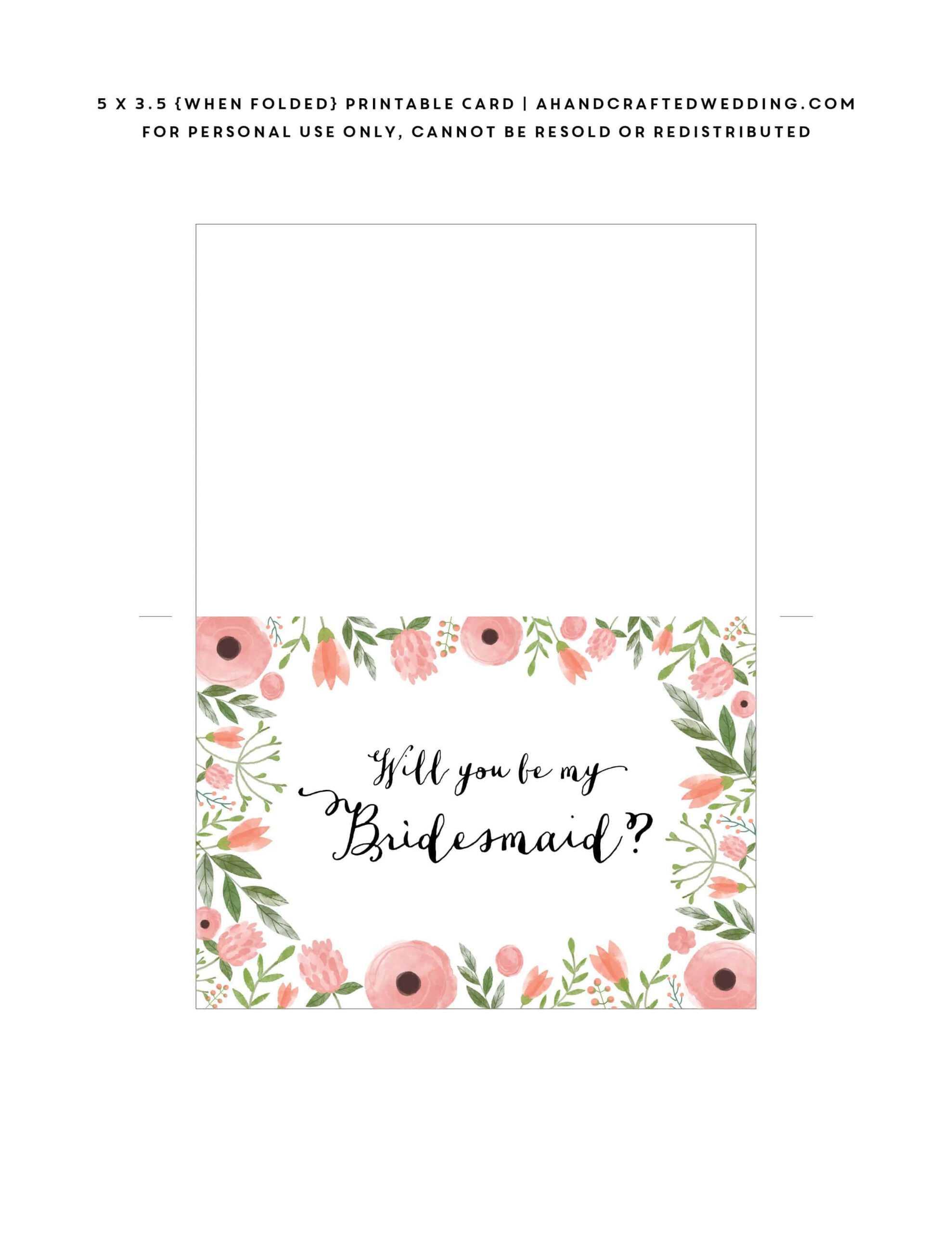 Free Printable Will You Be My Bridesmaid Card | Mountain For Will You Be My Bridesmaid Card Template