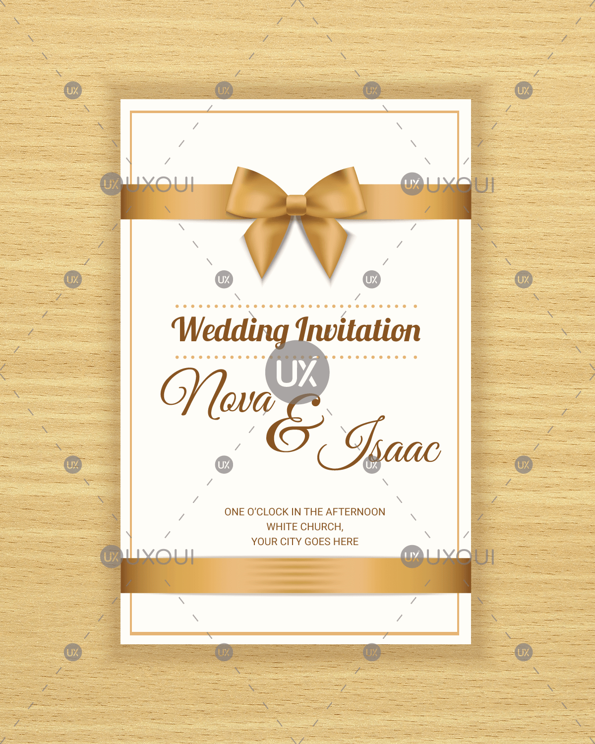 Free Retro Wedding Invitation Card Template Design Vector With A Ribbon Regarding Church Invite Cards Template
