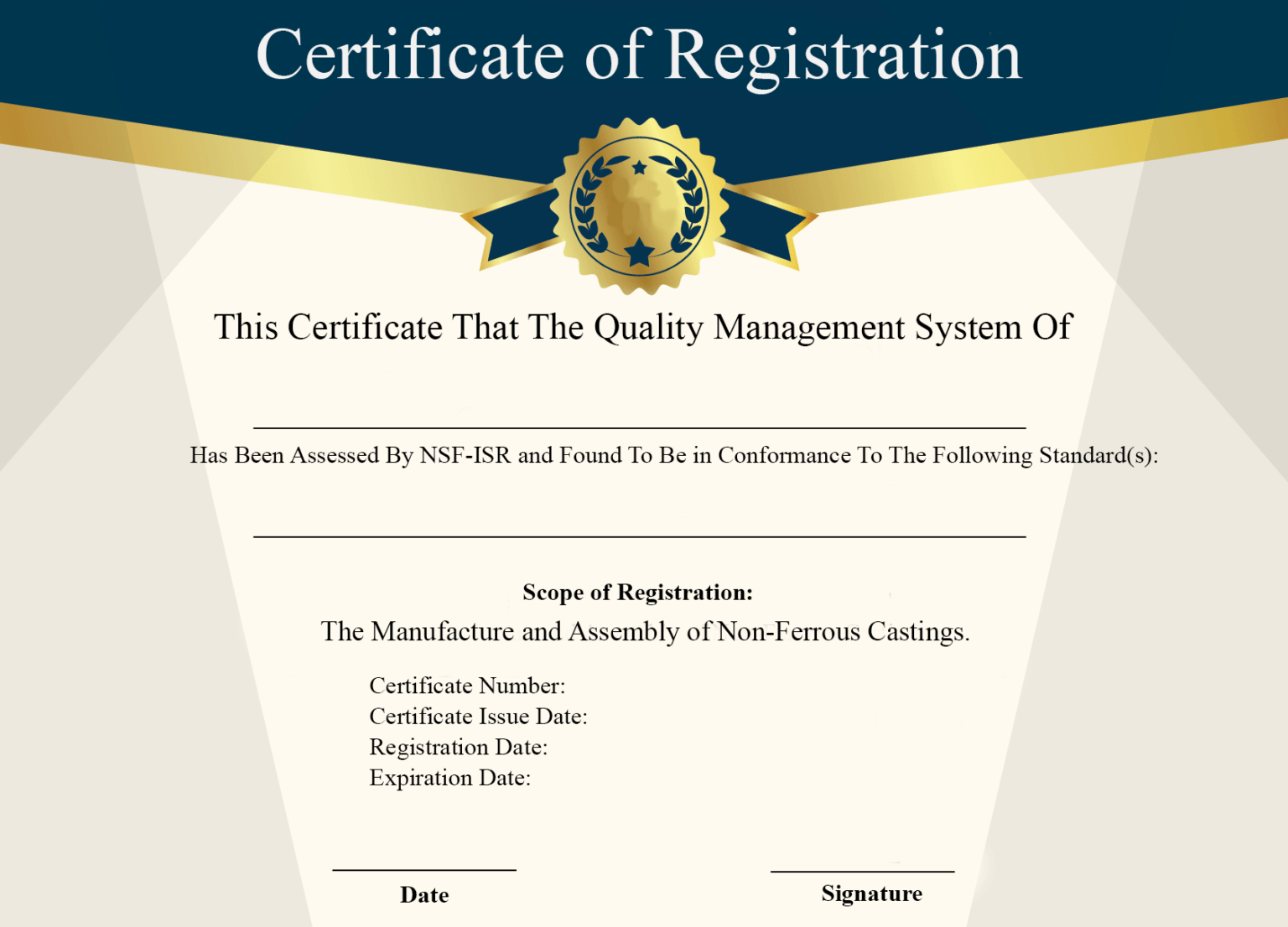 Free Sample Certificate Of Registration | Certificate Template intended