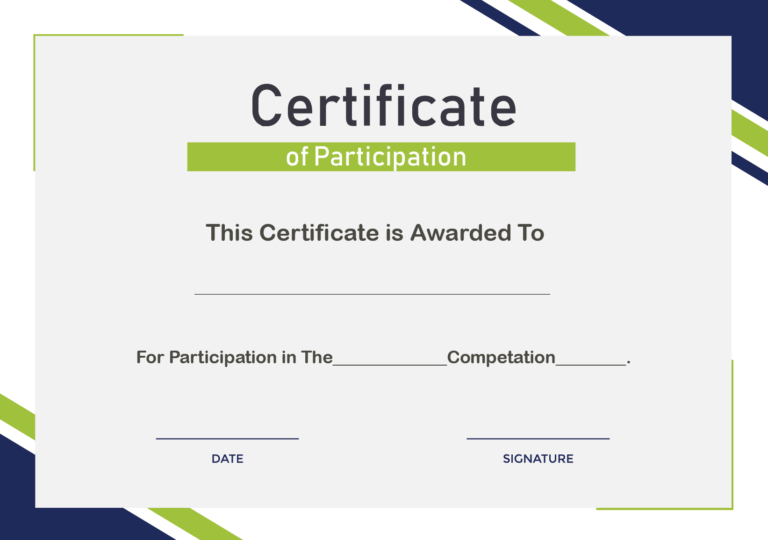 Free Sample Format Of Certificate Of Participation Template in ...