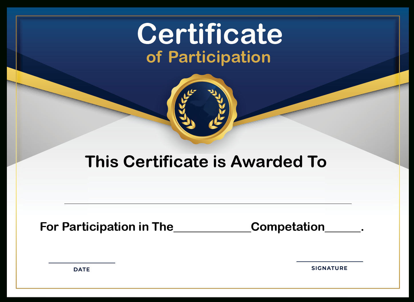 Free Sample Format Of Certificate Of Participation Template In