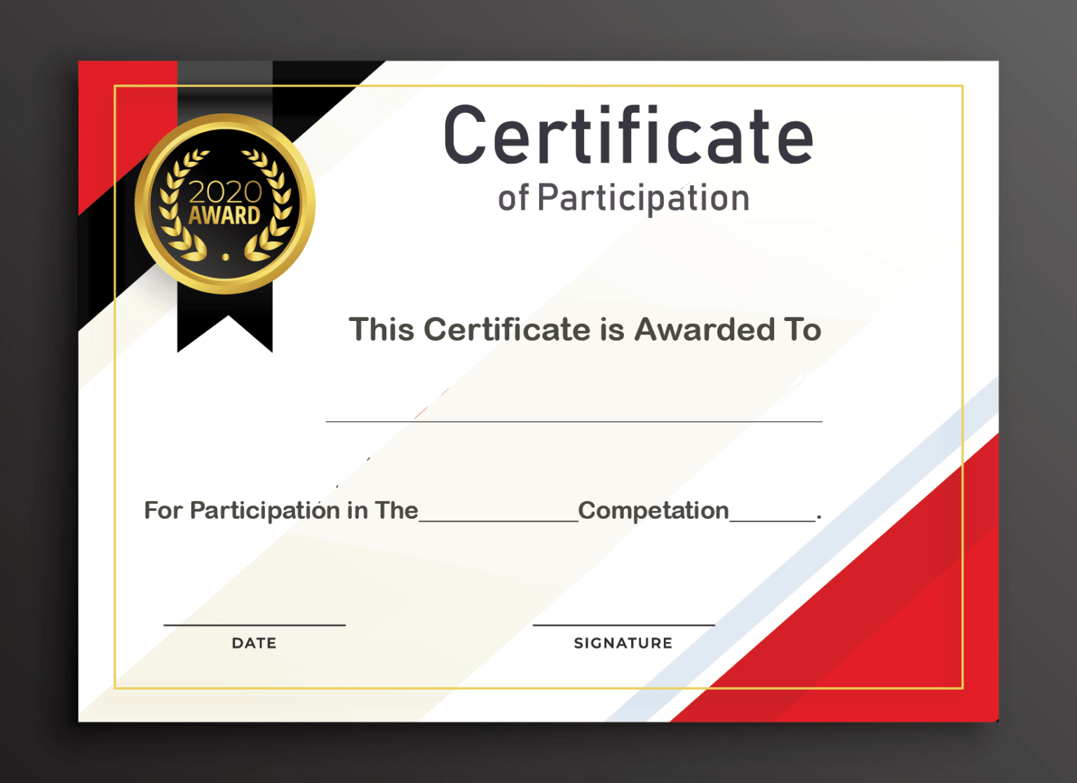 Free Sample Format Of Certificate Of Participation Template With