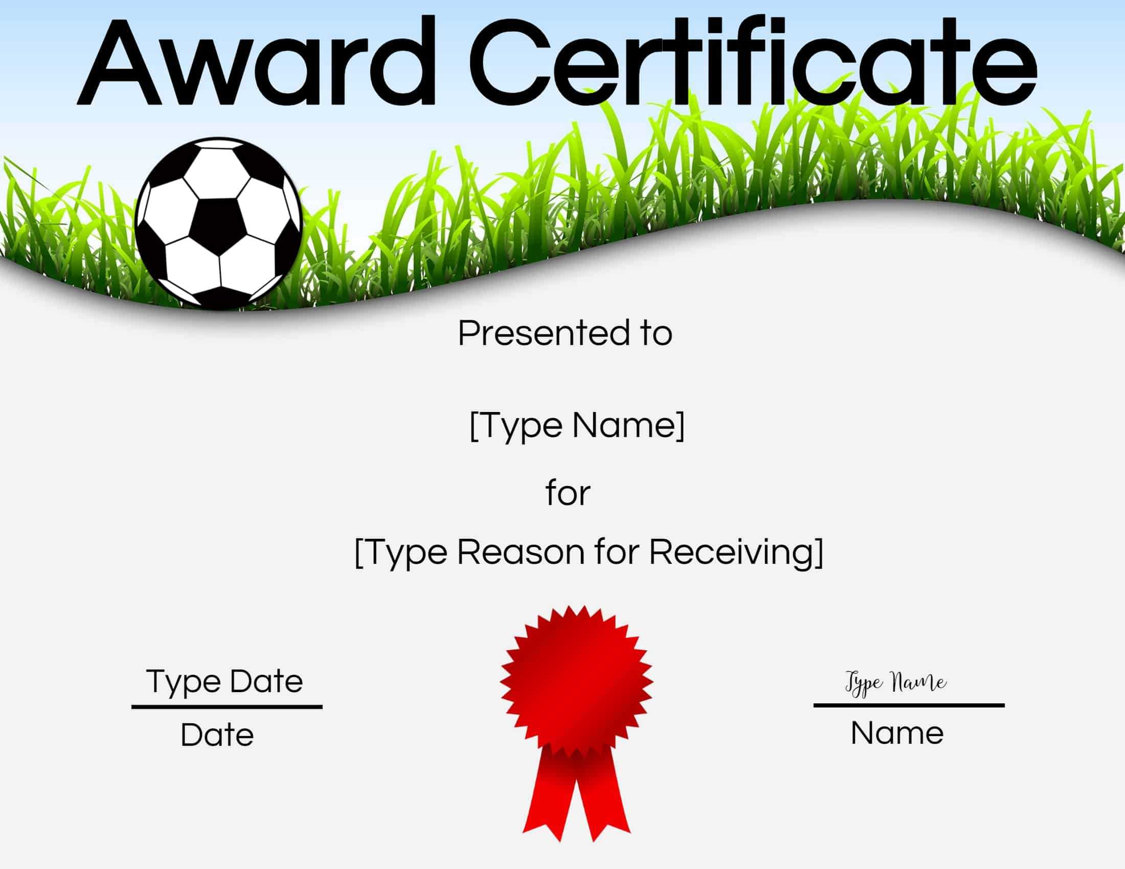 Free Soccer Certificate Maker | Edit Online And Print At Home With Soccer Award Certificate Templates Free