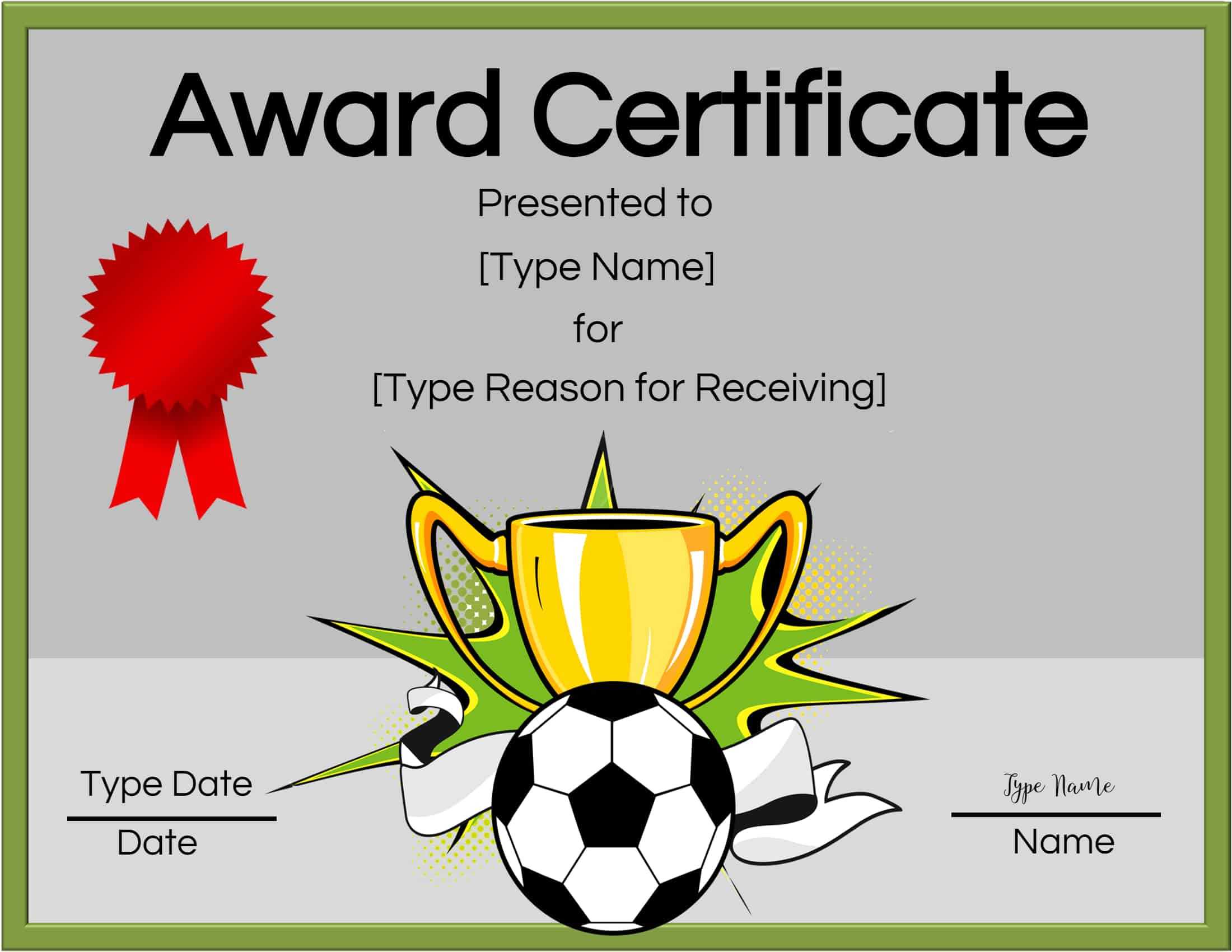 Free Soccer Certificate Maker | Edit Online And Print At Home Within Soccer Award Certificate Template