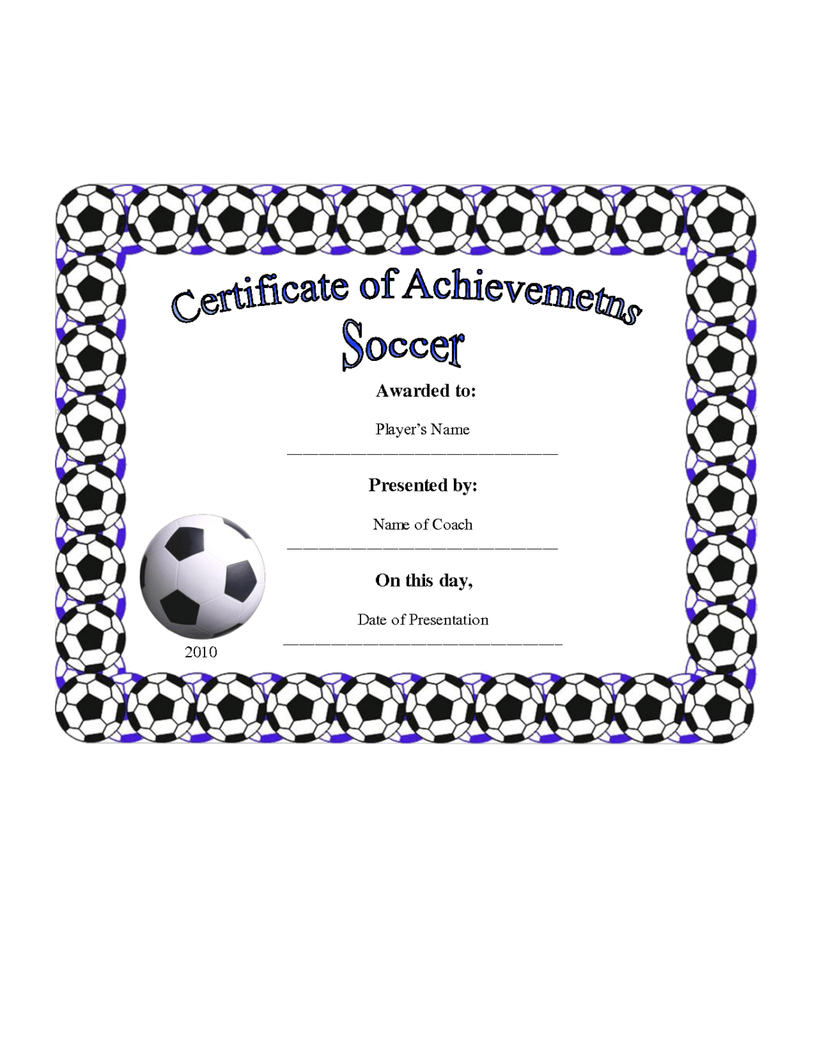 Free Soccer Certificate Templates Soccer Certificate for Soccer