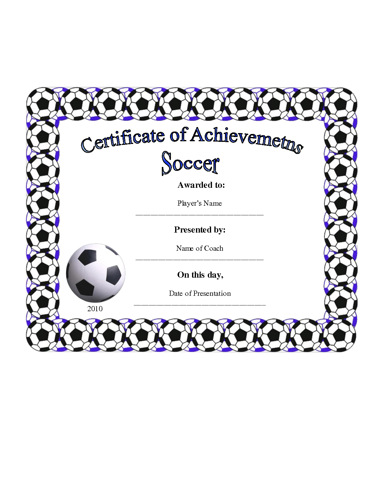 Free Soccer Certificate Templates ] – Soccer Certificate For Soccer Certificate Template Free