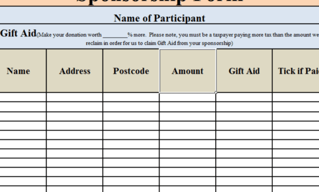Free Sponsorship Form Template Word, Excel &amp; Pdf Samples with regard to Sponsor Card Template