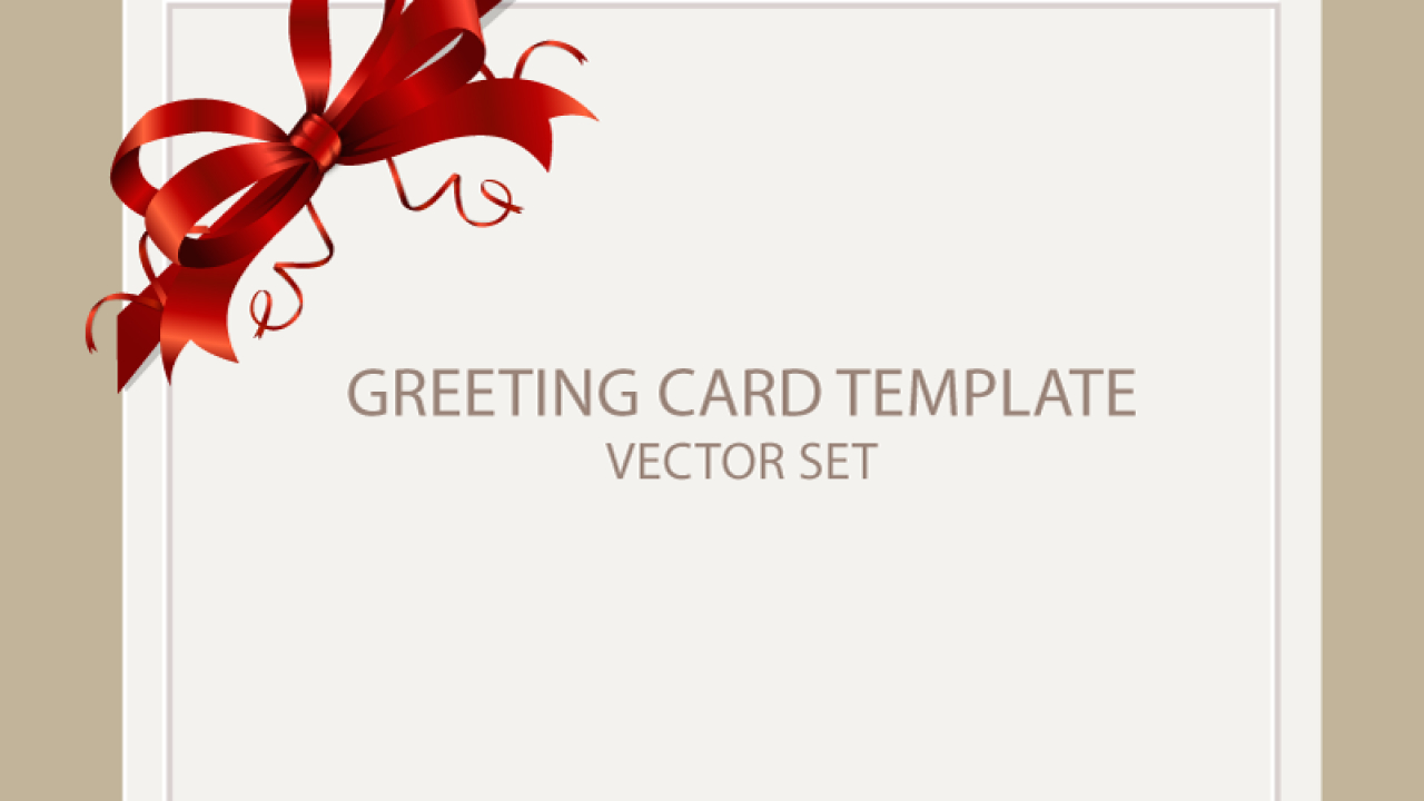 Freebie: Greeting Card Templates With Red Bow – Ai, Eps, Psd Inside Greeting Card Layout Templates