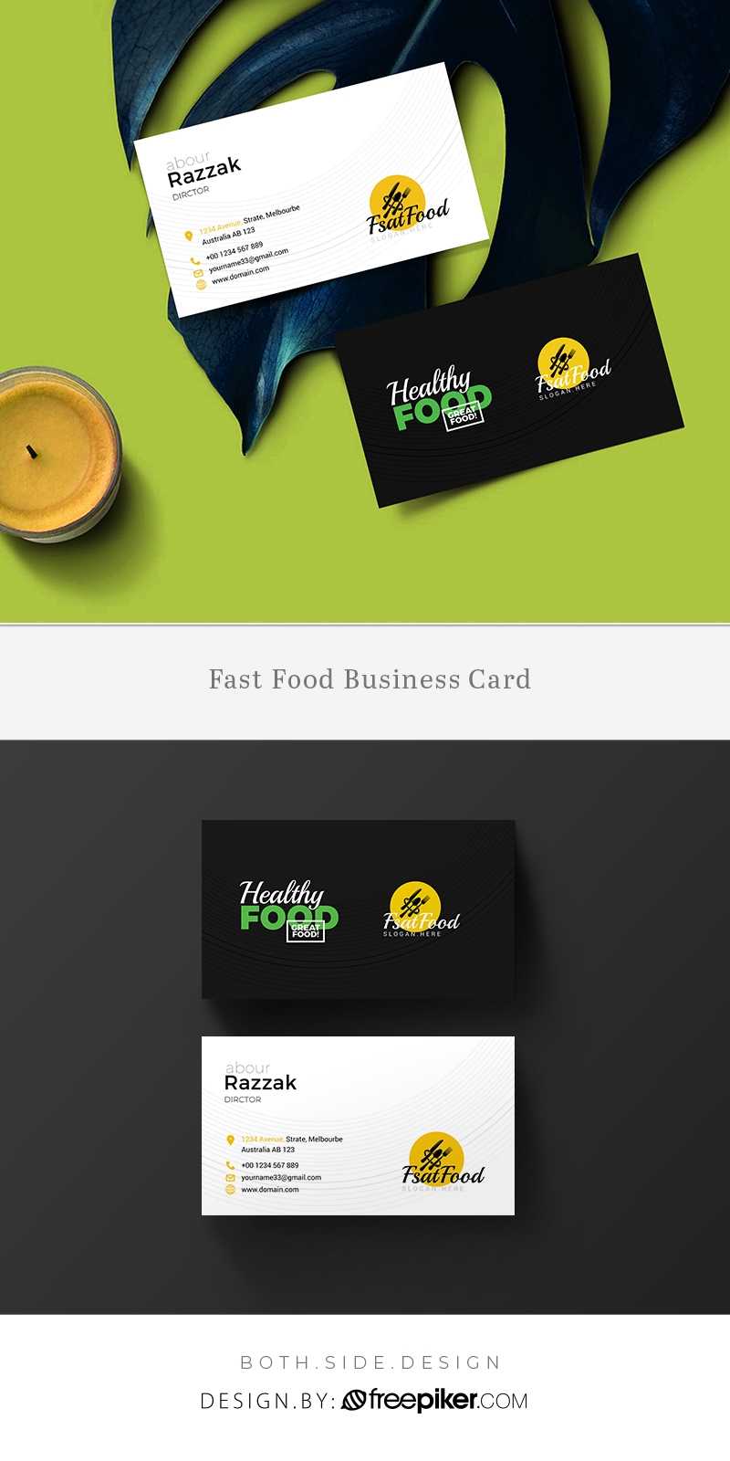 Freepiker | Food And Restaurant Business Card Template For Food Business Cards Templates Free