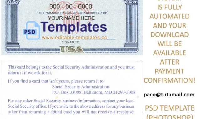 Fully Editable Ssn Usa Psd Template for Social Security Card Template Psd