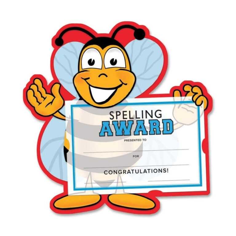 Funny Bee With Spelling Certificate Free Image Inside Spelling Bee