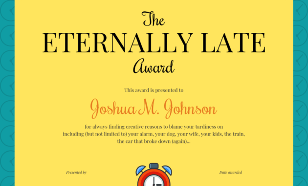 Funny Certificate Template throughout Fun Certificate Templates