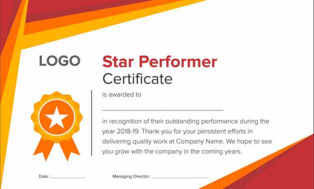 Geometric Red And Gold Star Performer Certificate pertaining to Star Performer Certificate Templates