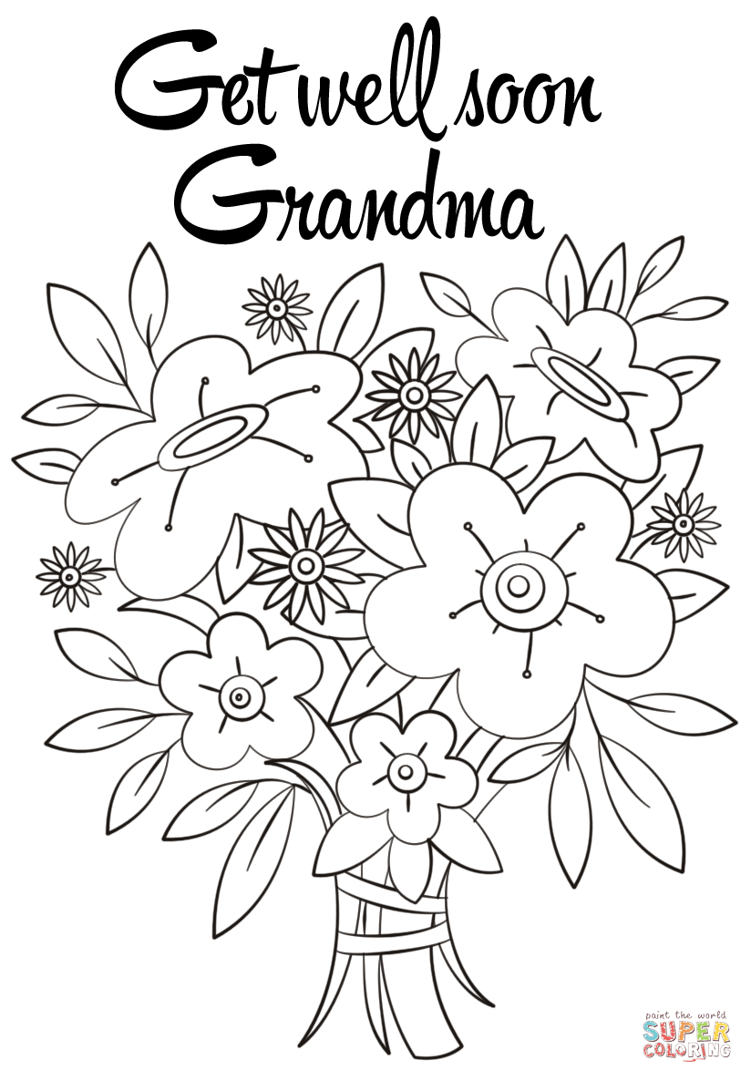 Get Well Soon Grandma Coloring Page | Free Printable With Get Well Soon Card Template