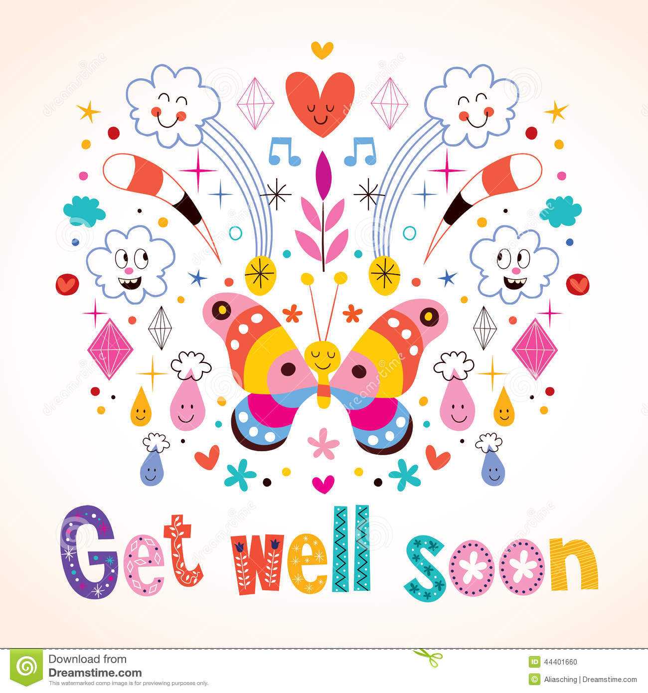Get Well Soon Greeting Card Stock Vector – Illustration Of Regarding Get Well Card Template