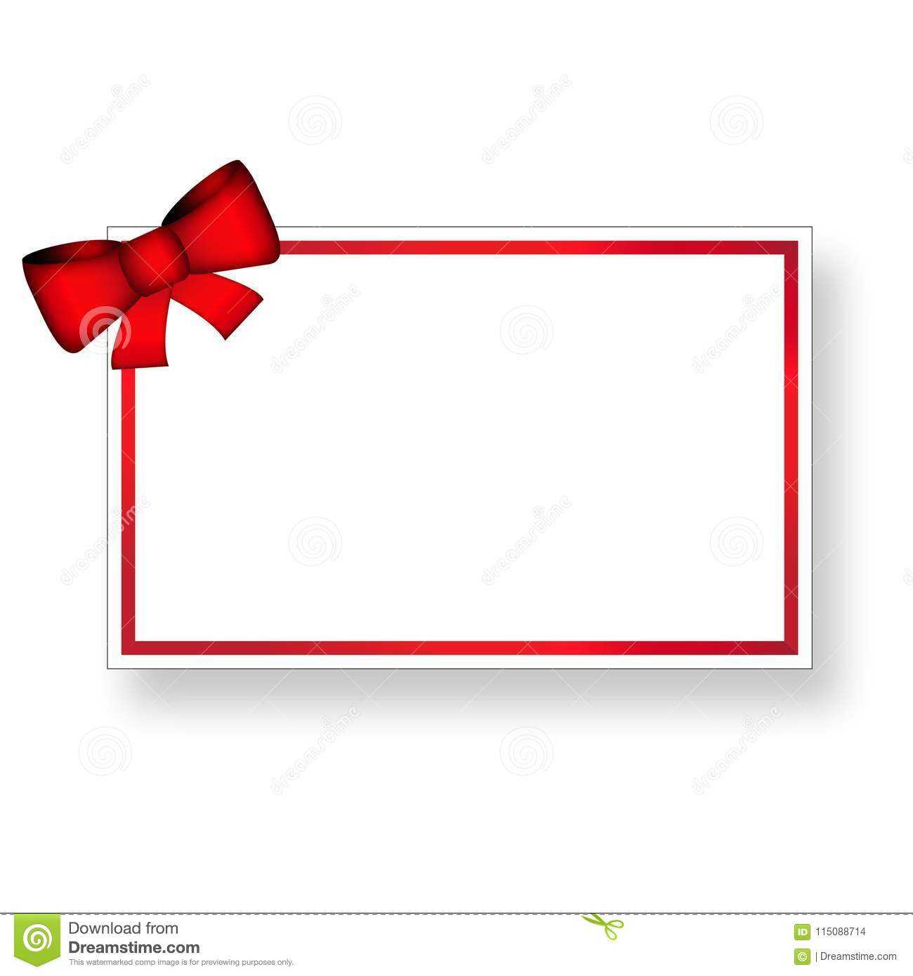 Gift Card Template With Ribbon And Red Bow Stock Vector Within Gift Card Template Illustrator