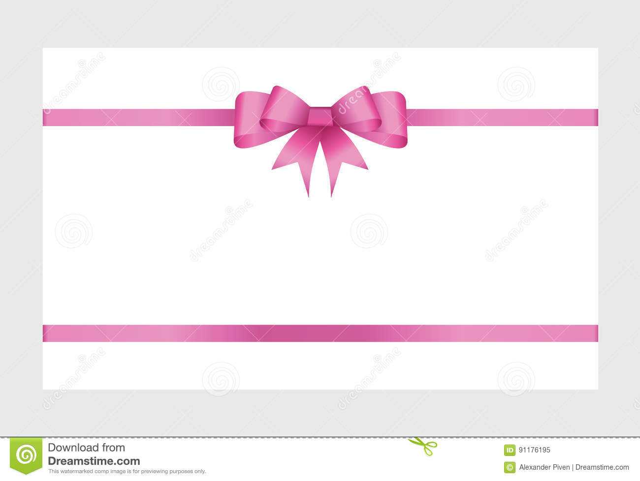 Gift Card With Pink Ribbon And A Bow Stock Vector Regarding Pink Gift Certificate Template