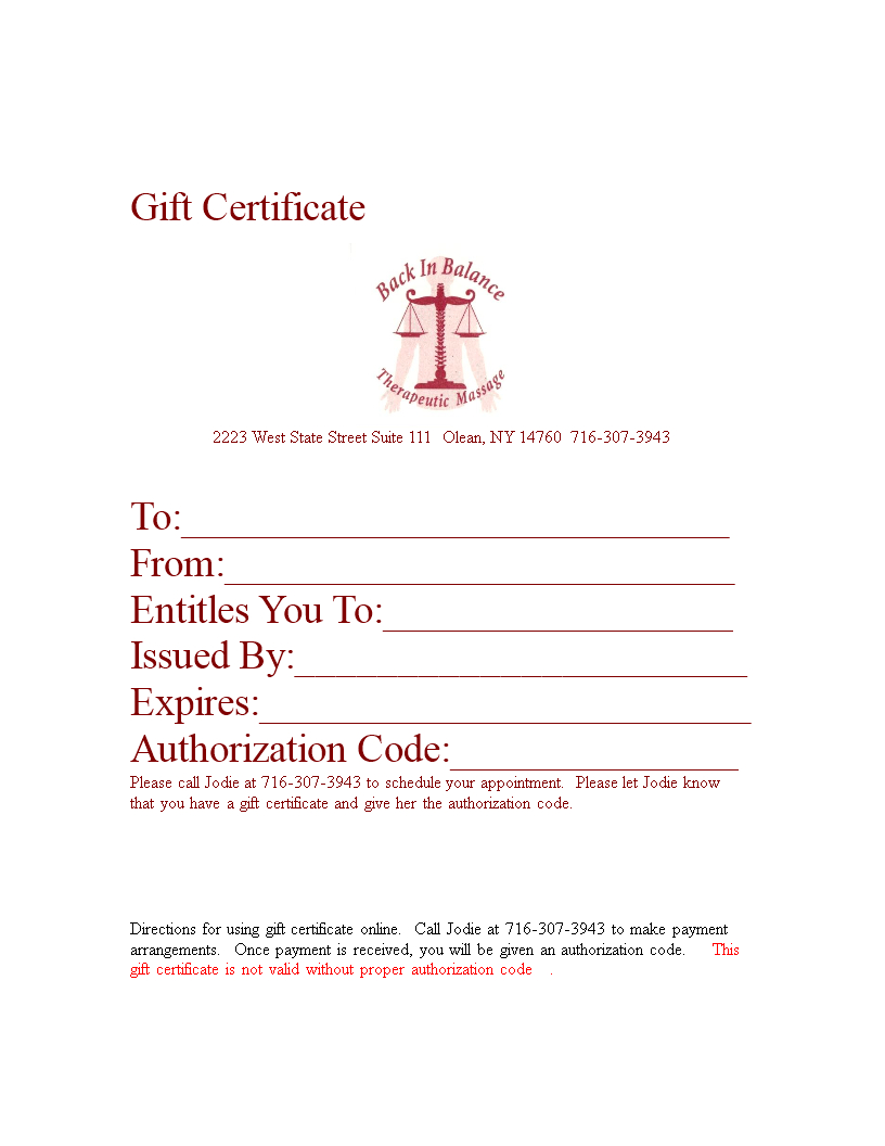 Gift Certificate In Word | Templates At Allbusinesstemplates In Certificate Of Authorization Template