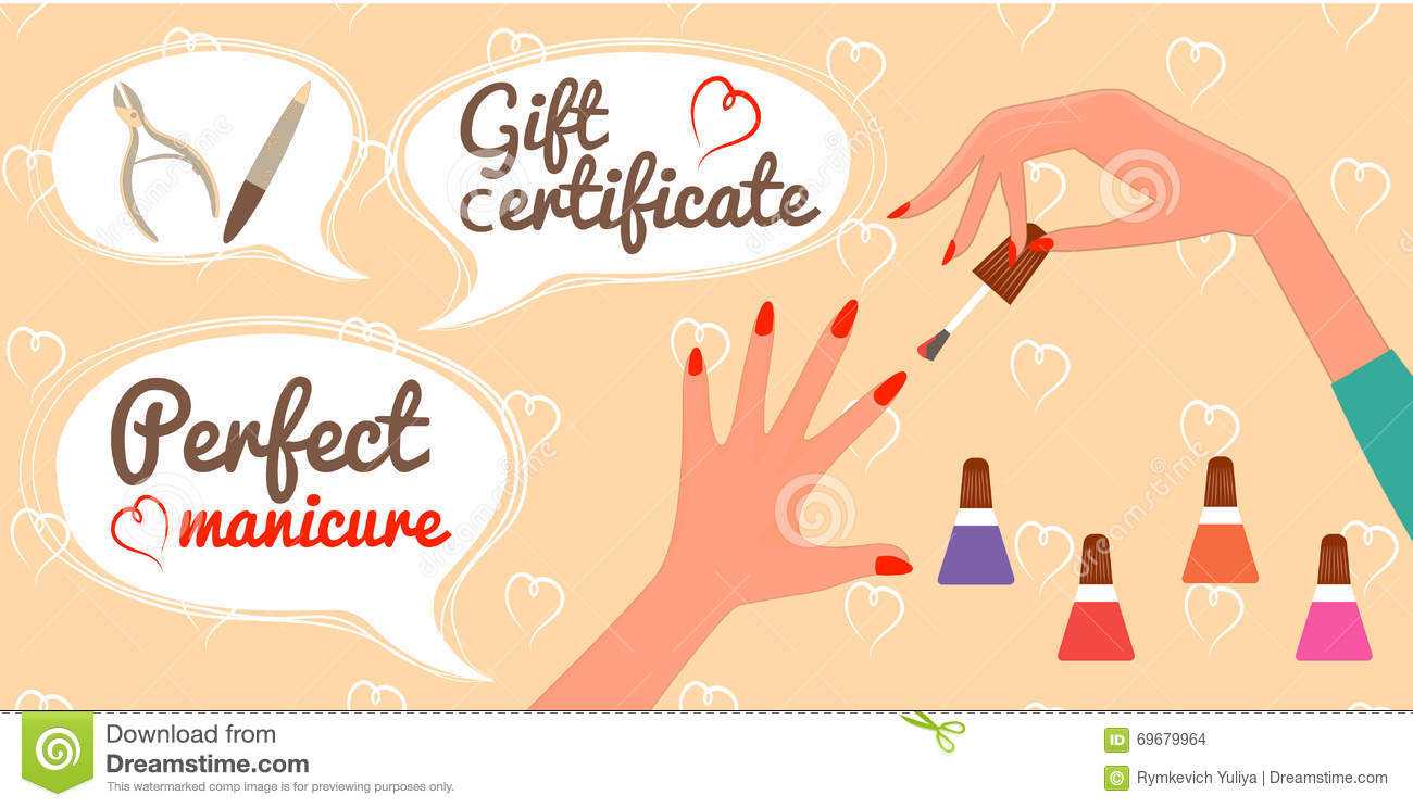 Gift Certificate Perfect Manicure Nail Salon Stock Vector Intended For Nail Gift Certificate Template Free