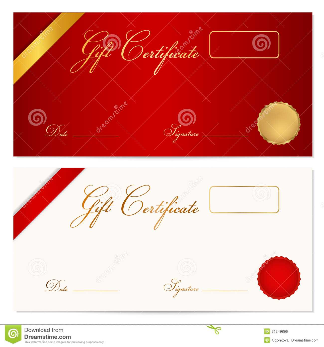 Gift Certificate (Voucher) Template. Wax Seal Stock Vector With Regard To Graduation Gift Certificate Template Free