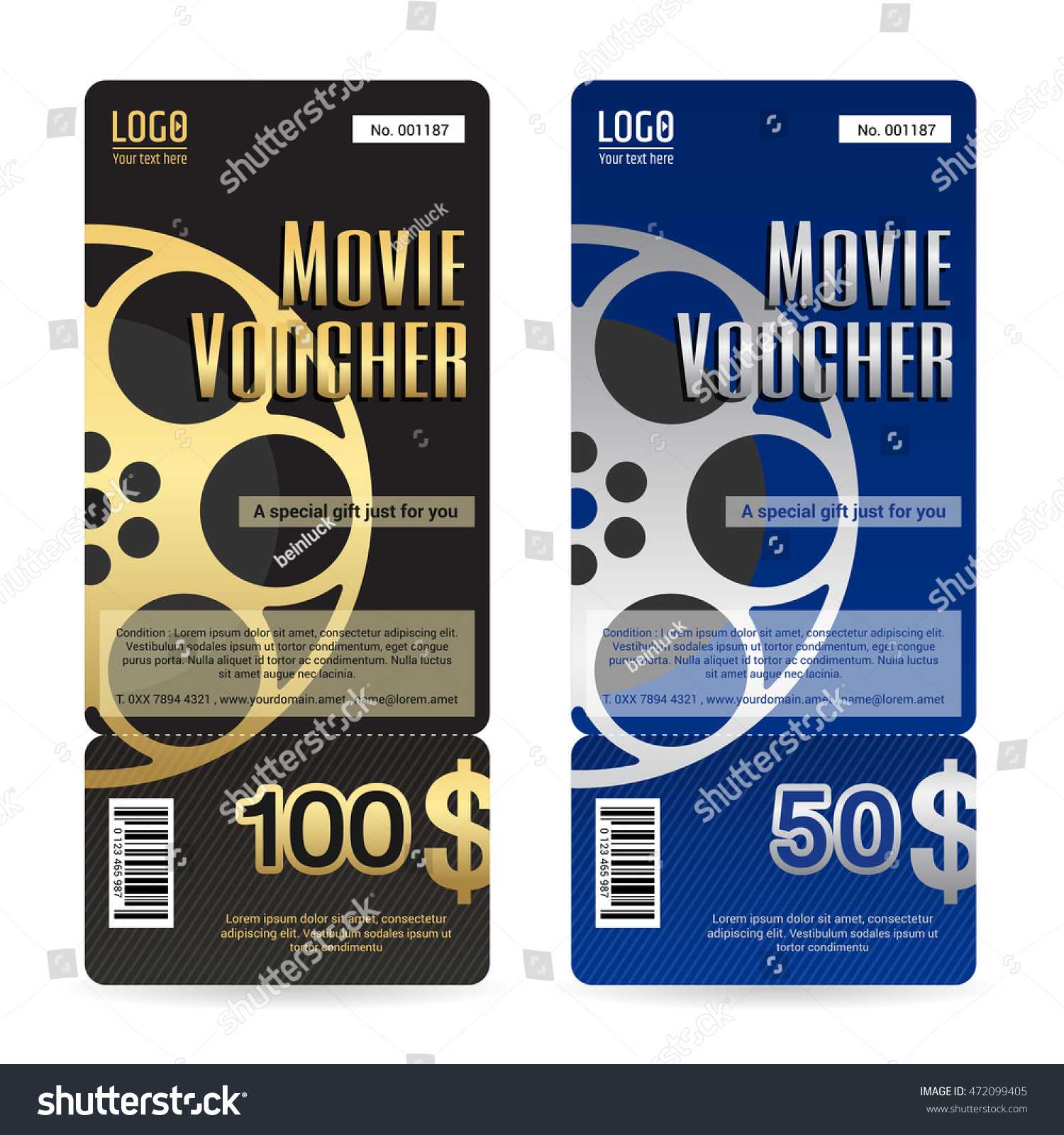Gift Voucher Gift Card Certificate Template Stock Vector Within Movie Gift Certificate Template