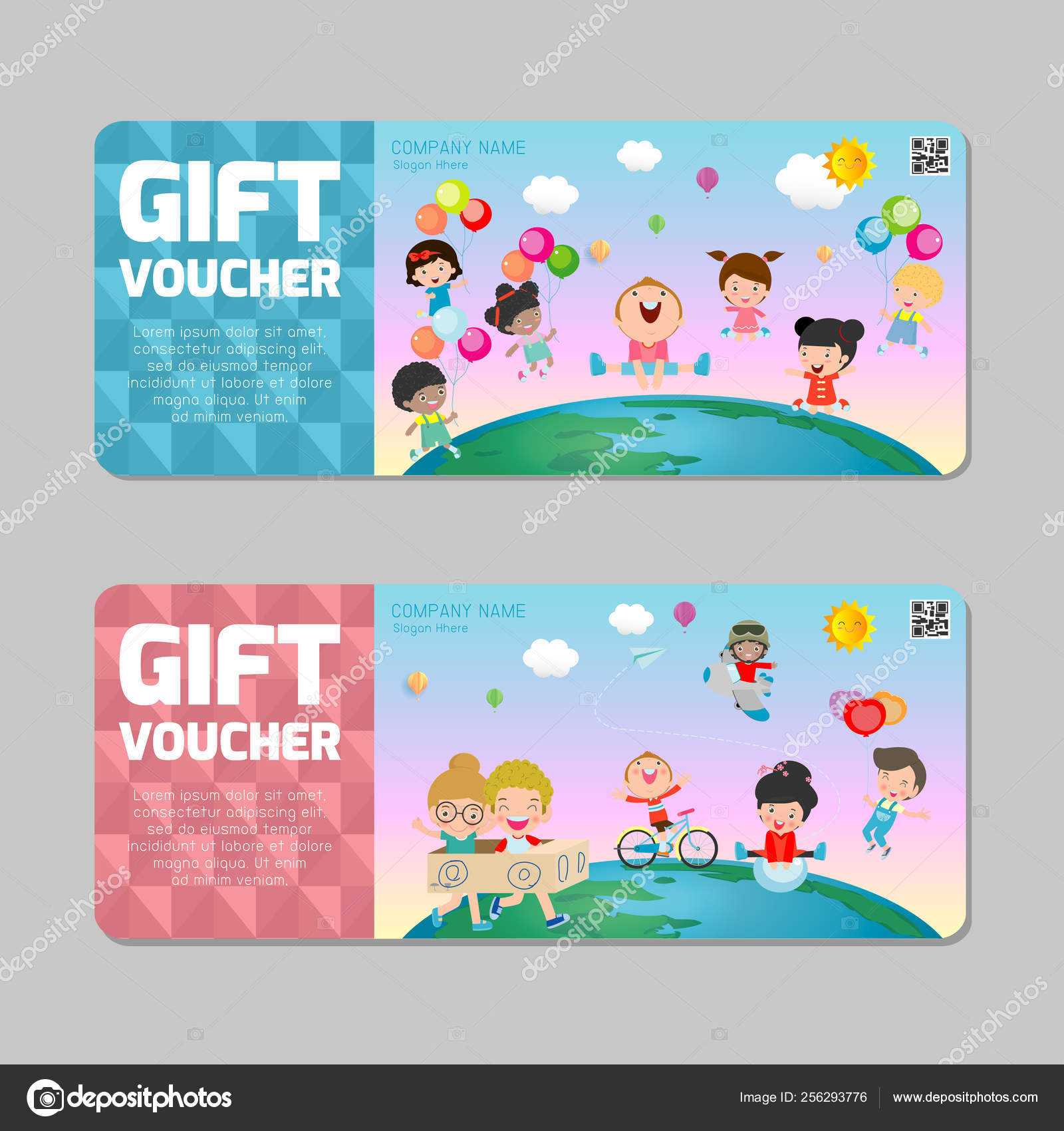 Gift Voucher Template Colorful Pattern Cute Gift Voucher With Kids Gift Certificate Template