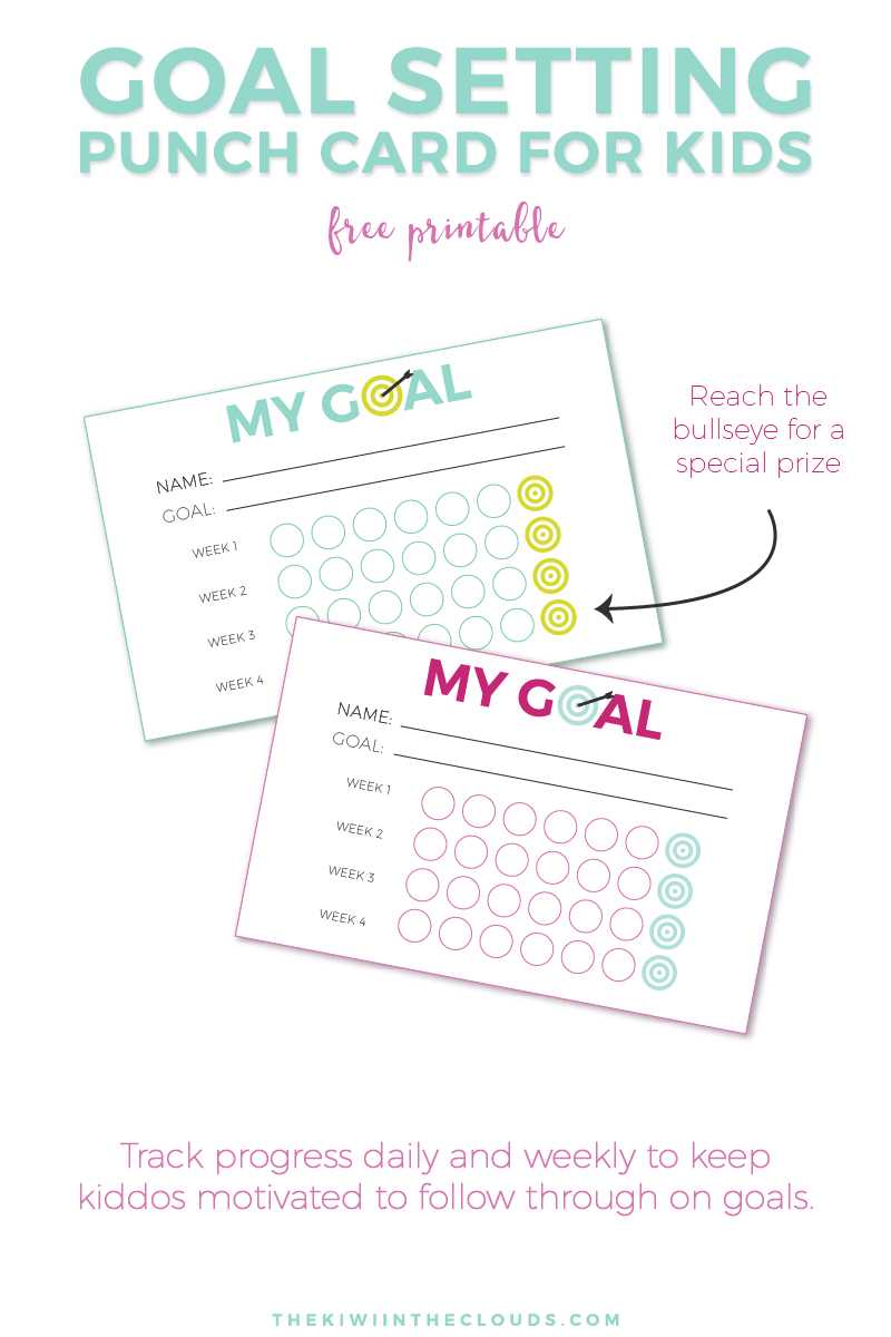Goal Setting For Kids + Free Printable Punch Cards With Free Printable Punch Card Template