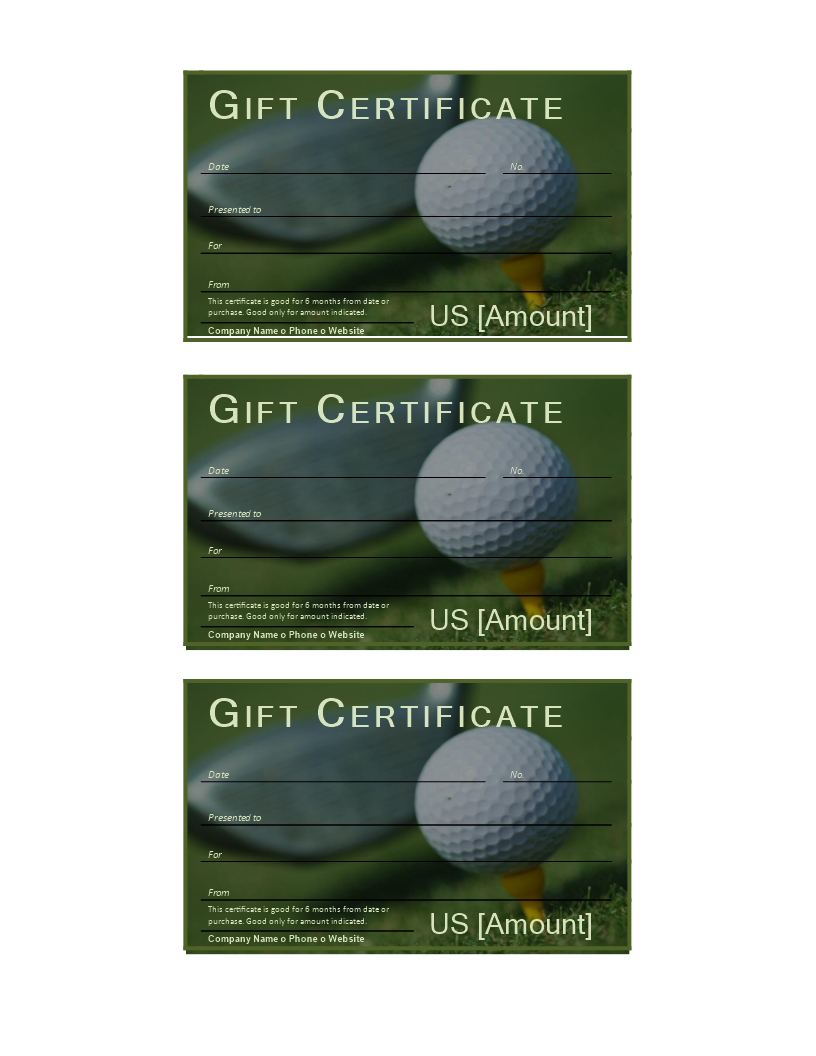 Golf Gift Certificate | Templates At Allbusinesstemplates With Regard To Golf Certificate Template Free