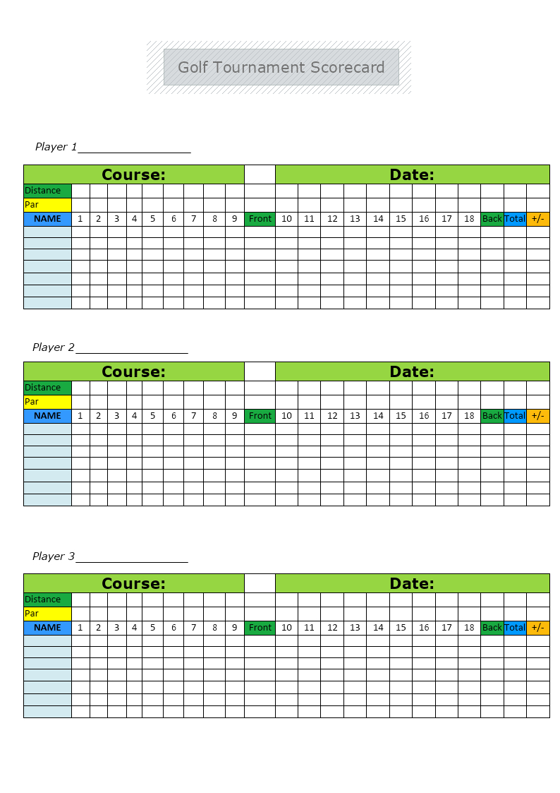 Golf Tournament Scorecard Template | Mydraw Throughout Golf Score Cards Template