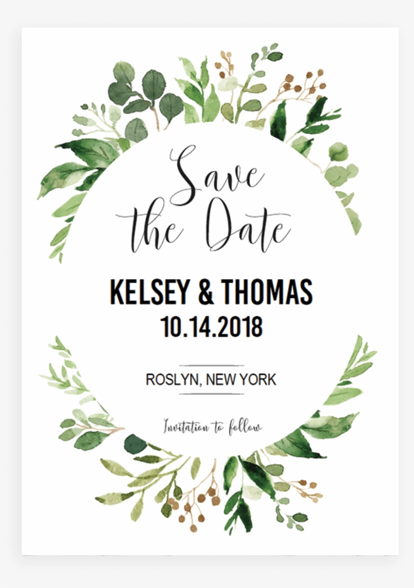 Green Leaves Invitation Template – Save The Date Template Inside Save The Date Powerpoint Template