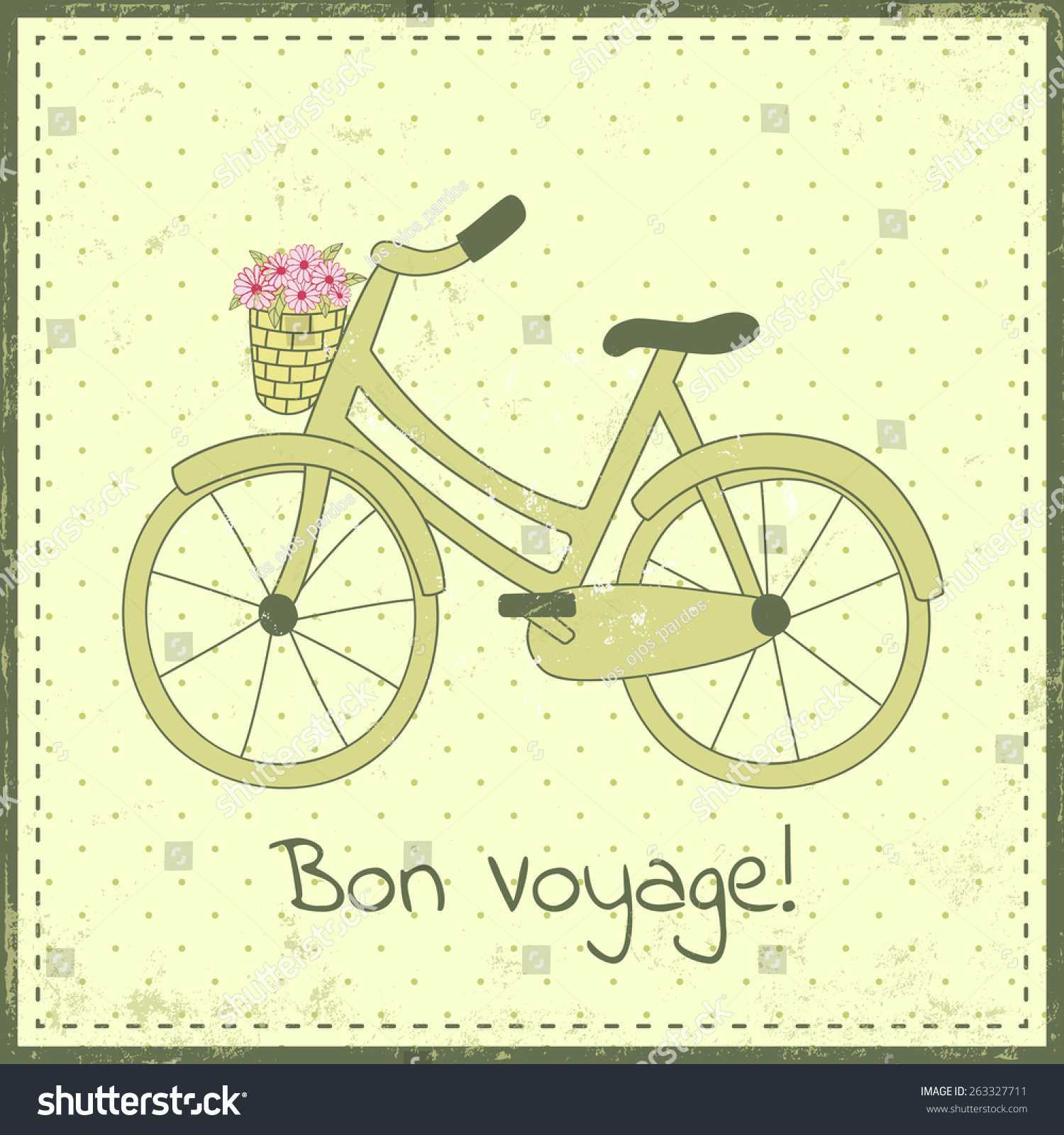 Greeting Card Template Bike Illustration Bon Stock Vector Regarding Bon Voyage Card Template