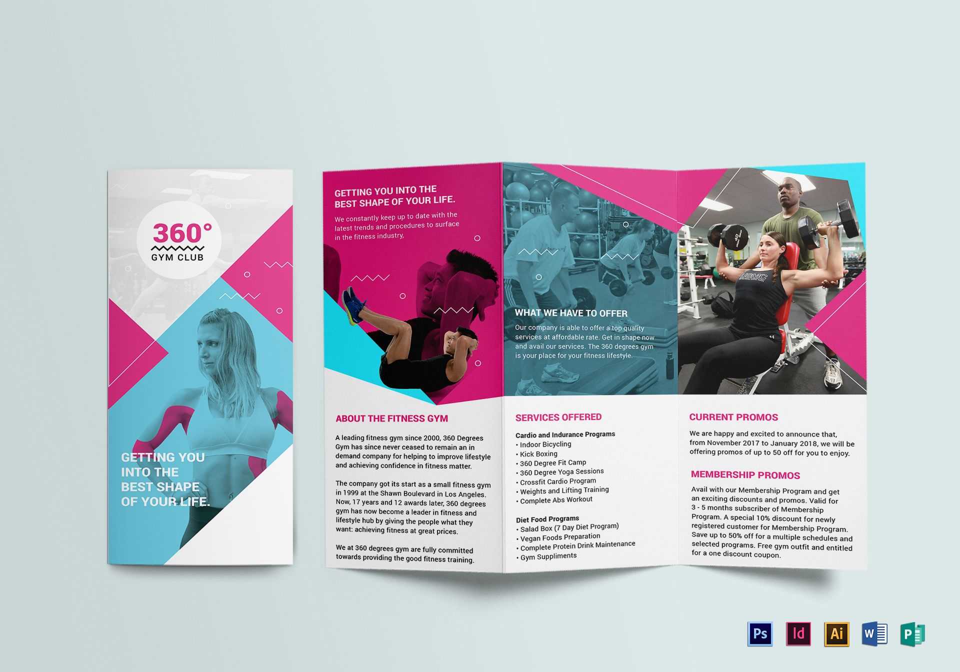 Gym Tri Fold Brochure Template Pertaining To Tri Fold Brochure Template Illustrator