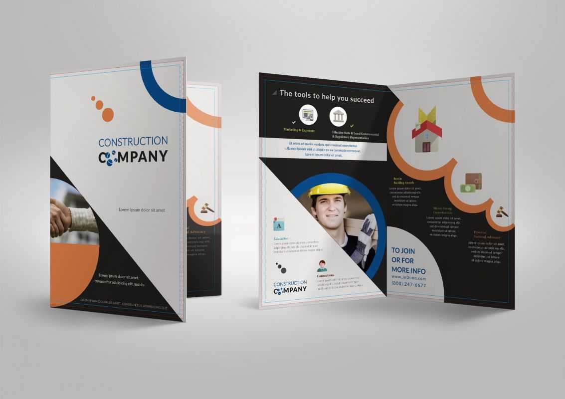 Half Fold Brochure Template For Construction Company With Half Page Brochure Template