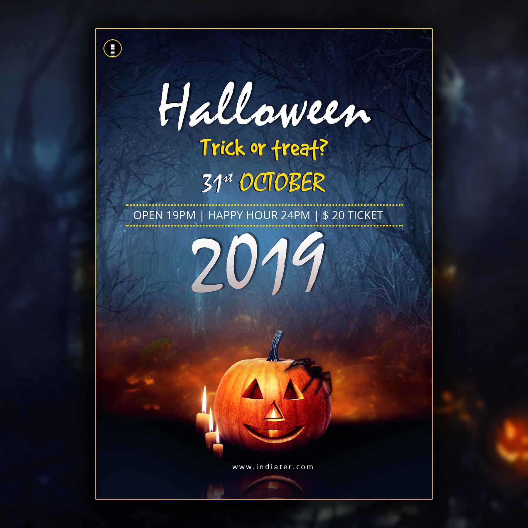 Halloween 2019 Party Flyer Template Free Download – Indiater In Halloween Certificate Template