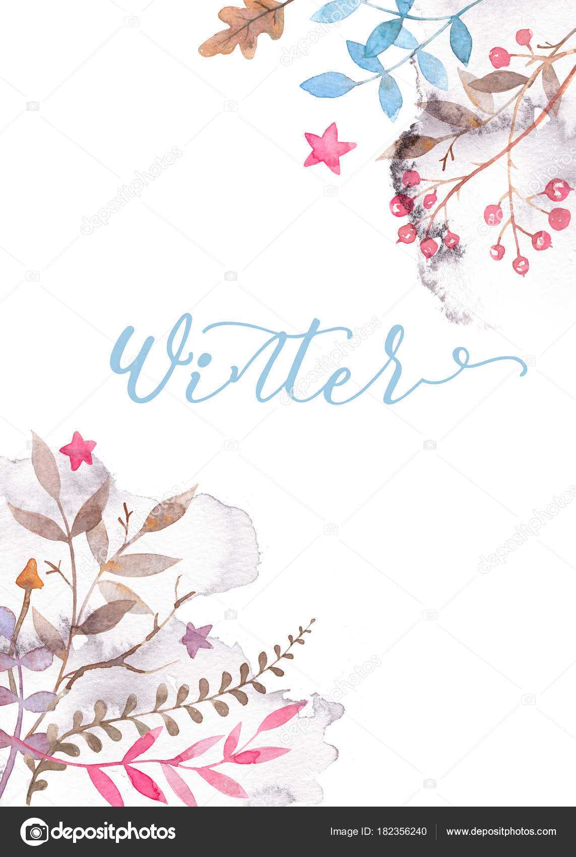 Hand Drawn Watercolor Greeting Card Template With Floral With Regard To Greeting Card Layout Templates