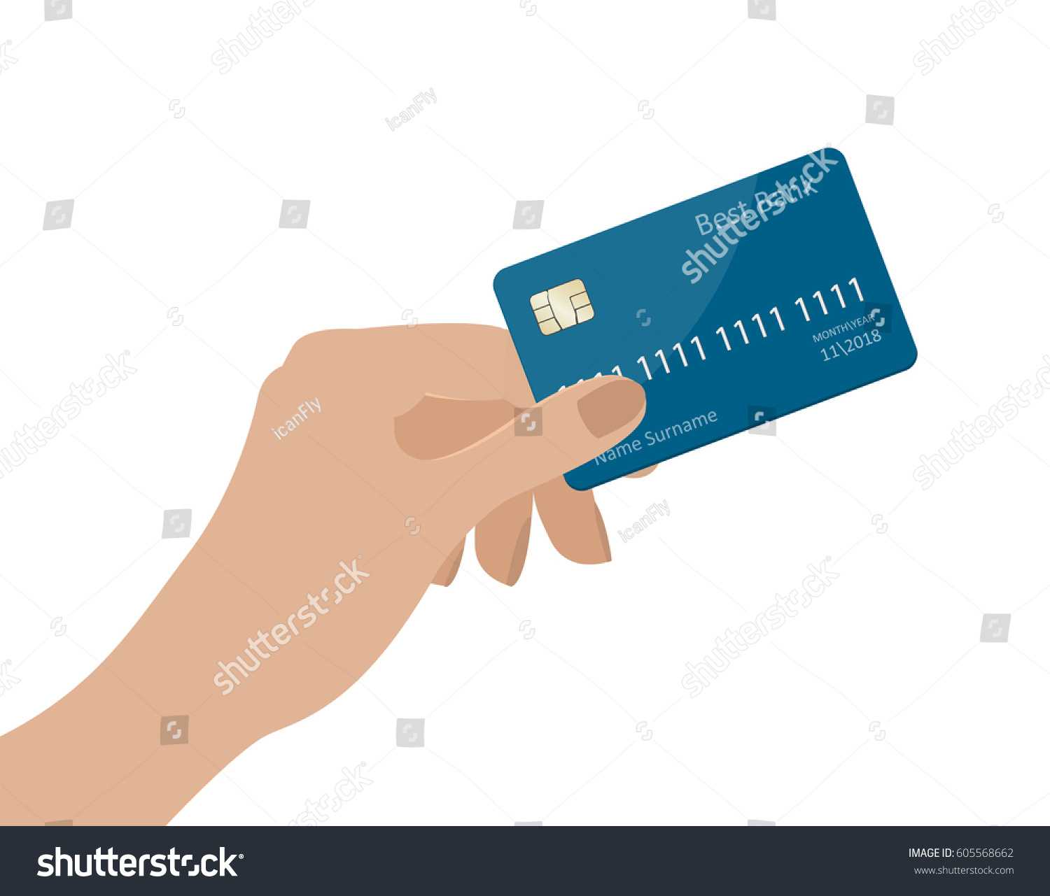 Hand Holding Credit Card Vector Illustration Stock Vector Inside Credit Card Templates For Sale