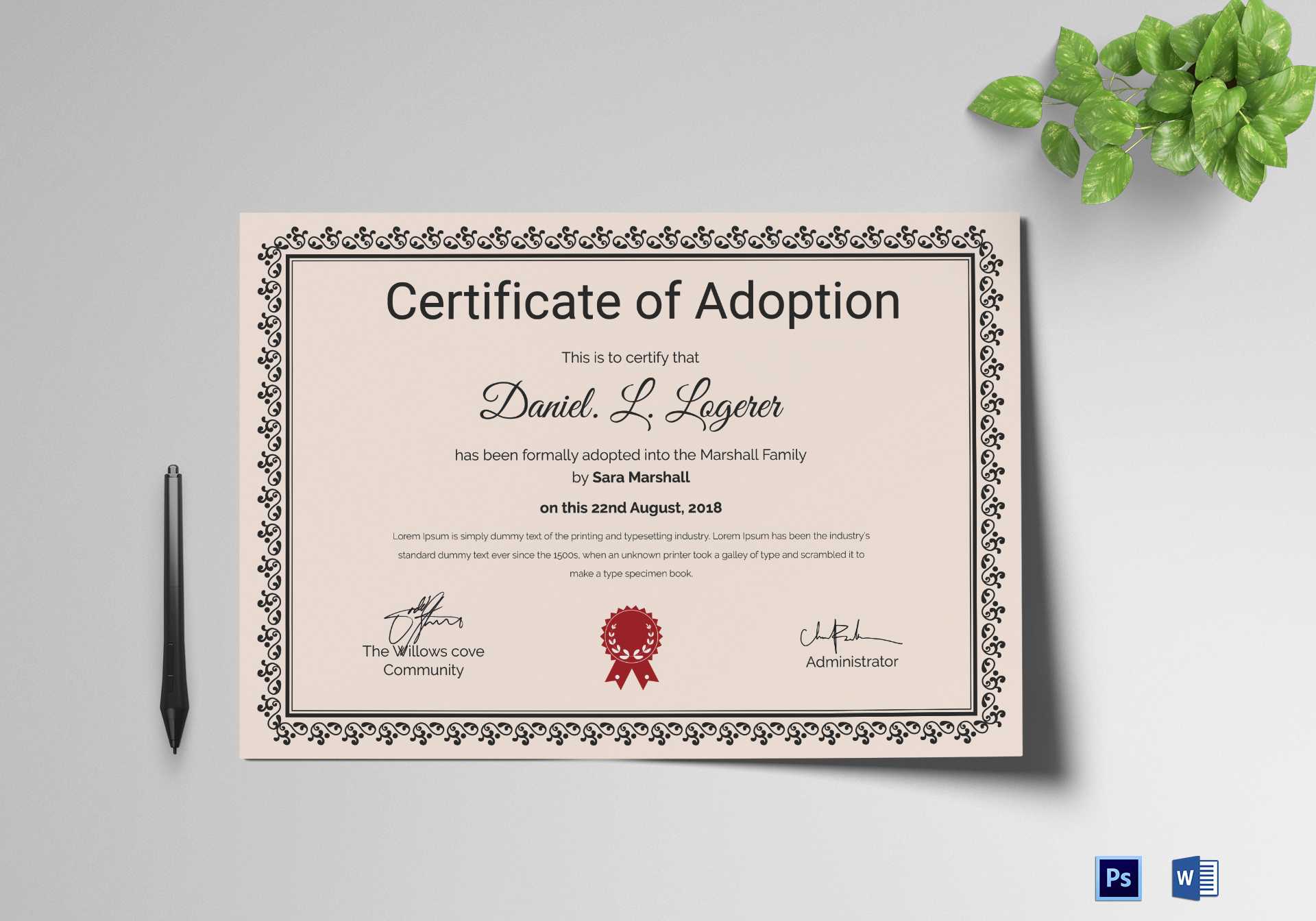 Happy Adoption Certificate Template Throughout Adoption Certificate Template