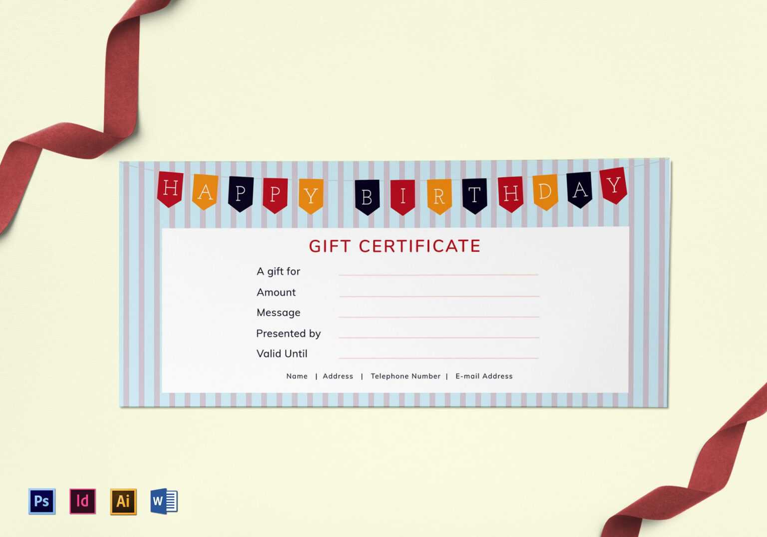 Happy Birthday Gift Certificate Template Inside Indesign Gift