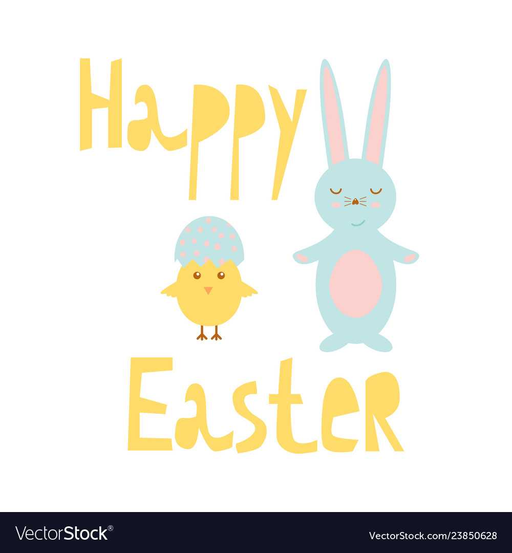 Happy Easter Greeting Card Template With Bunny And Regarding Easter Chick Card Template